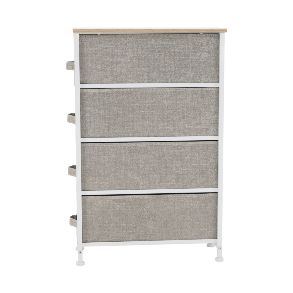 Komoda s látkovými šuplíky, světlešedá/bílá/béžová, OFELIA TYP 2