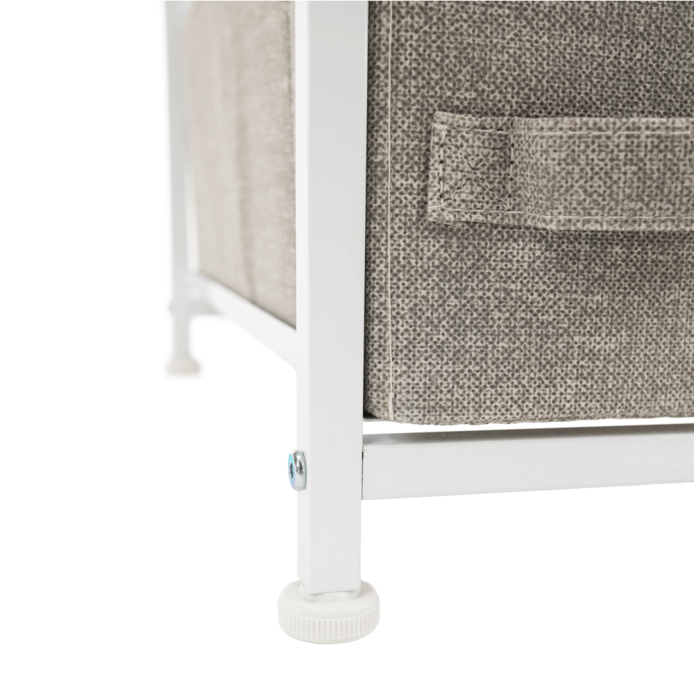 Komoda s látkovými šuplíky, světlešedá/bílá/béžová, OFELIA TYP 2