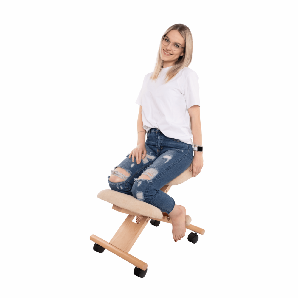 Ergonomická klekačka, krémová/buk, GROCO