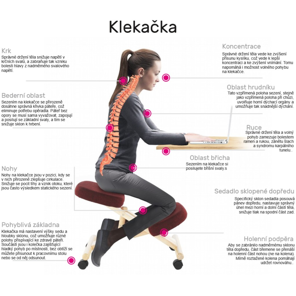 Ergonomická klekačka, krémová/buk, GROCO