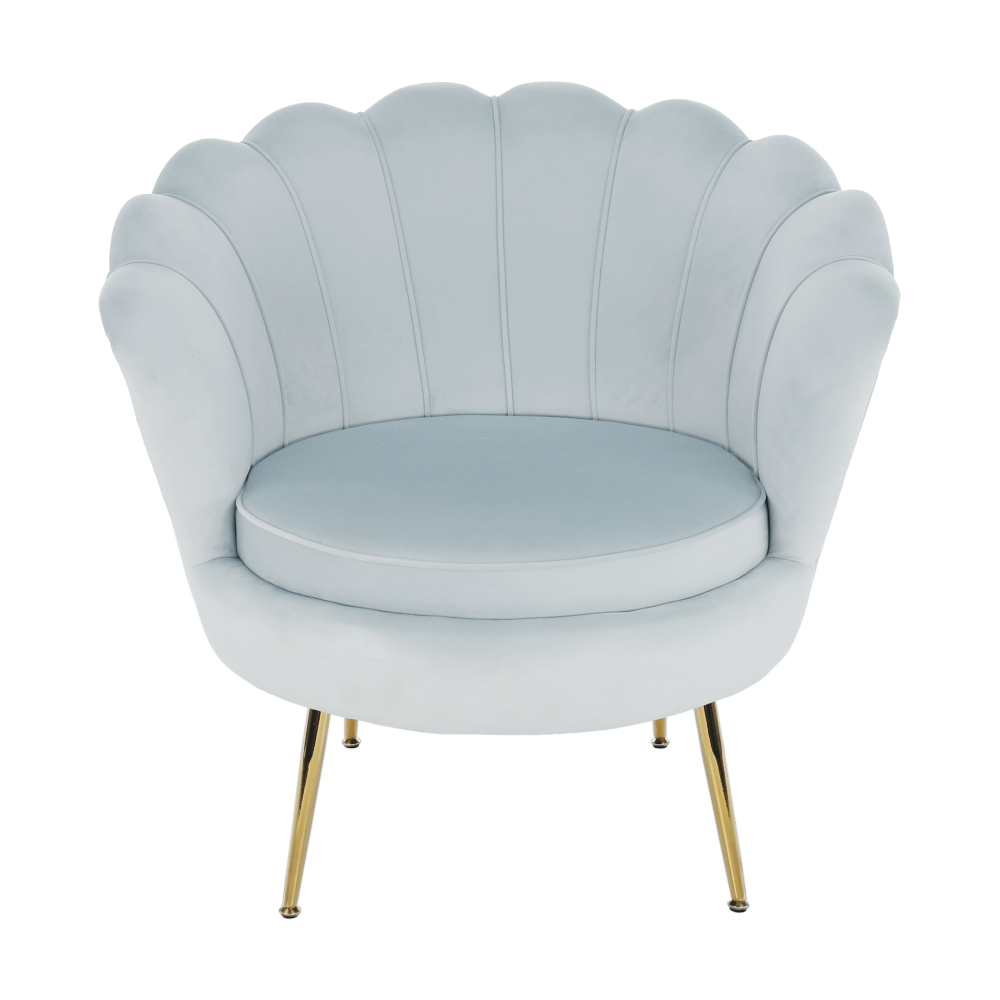 Křeslo ve stylu Art-deco, šedomodrá Velvet látka/gold chrom-zlatý, NOBLIN
