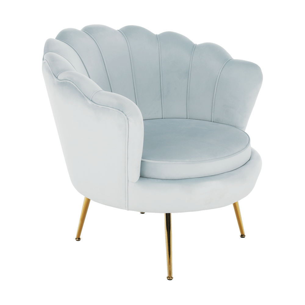 Křeslo ve stylu Art-deco, šedomodrá Velvet látka/gold chrom-zlatý, NOBLIN