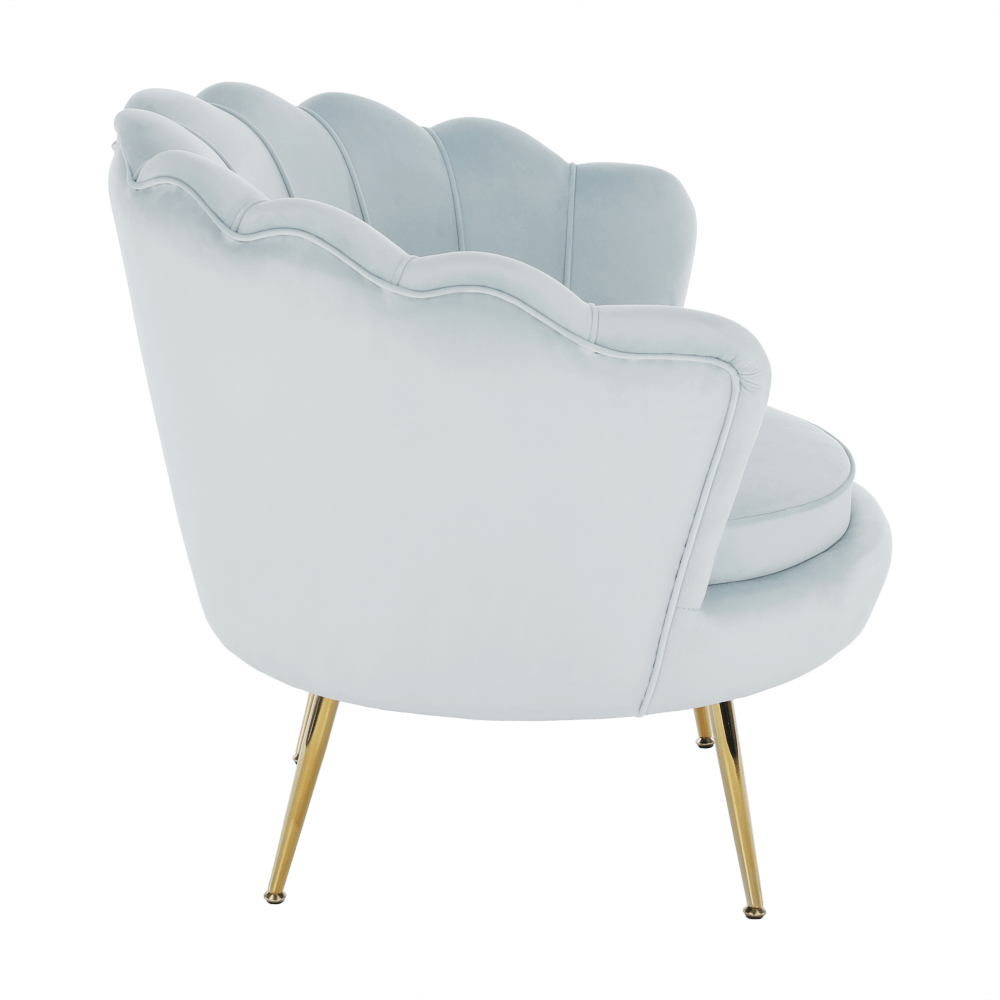 Křeslo ve stylu Art-deco, šedomodrá Velvet látka/gold chrom-zlatý, NOBLIN
