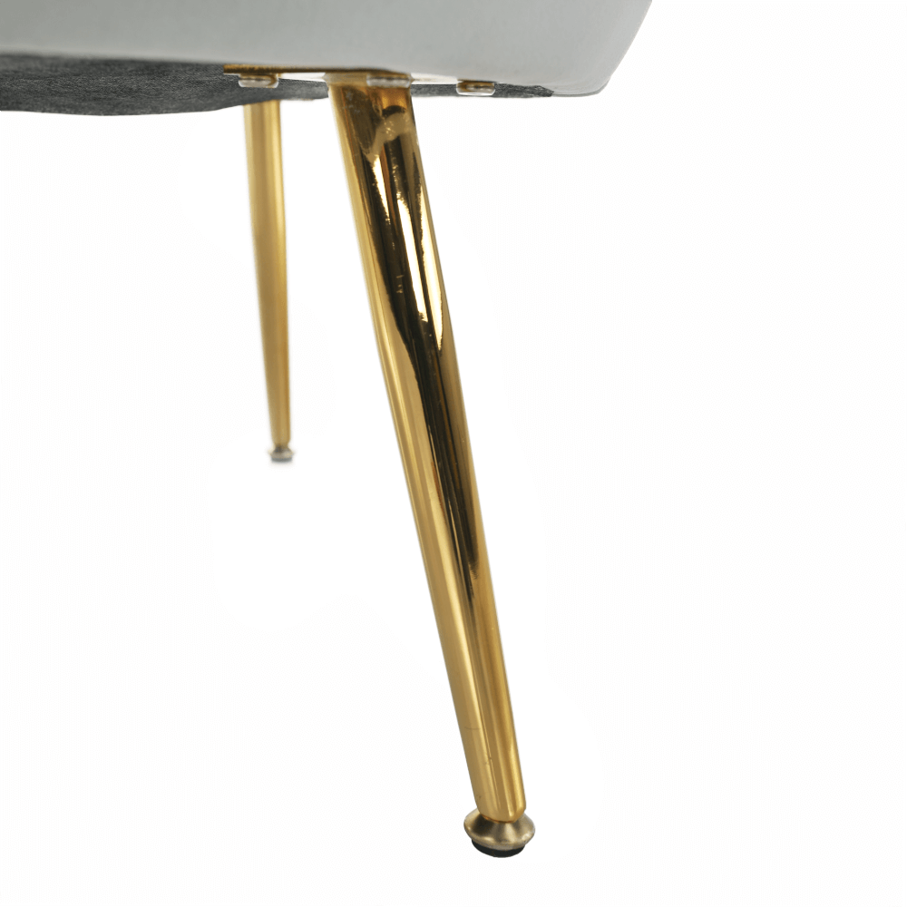Křeslo ve stylu Art-deco, šedomodrá Velvet látka/gold chrom-zlatý, NOBLIN
