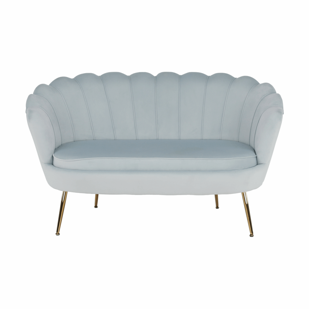Lavice ve stylu Art-deco, šedomodrá Velvet látka / gold chrom-zlatý, NOBLIN