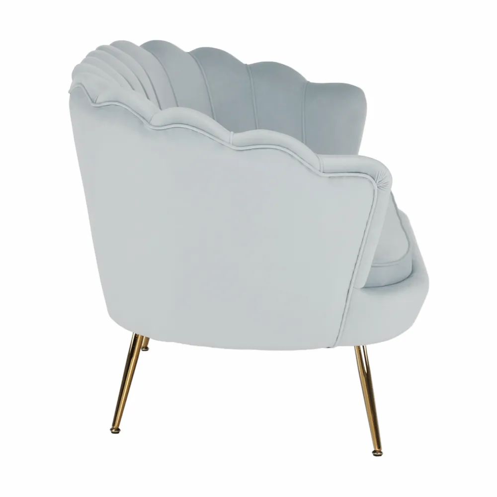 Lavice ve stylu Art-deco, šedomodrá Velvet látka / gold chrom-zlatý, NOBLIN