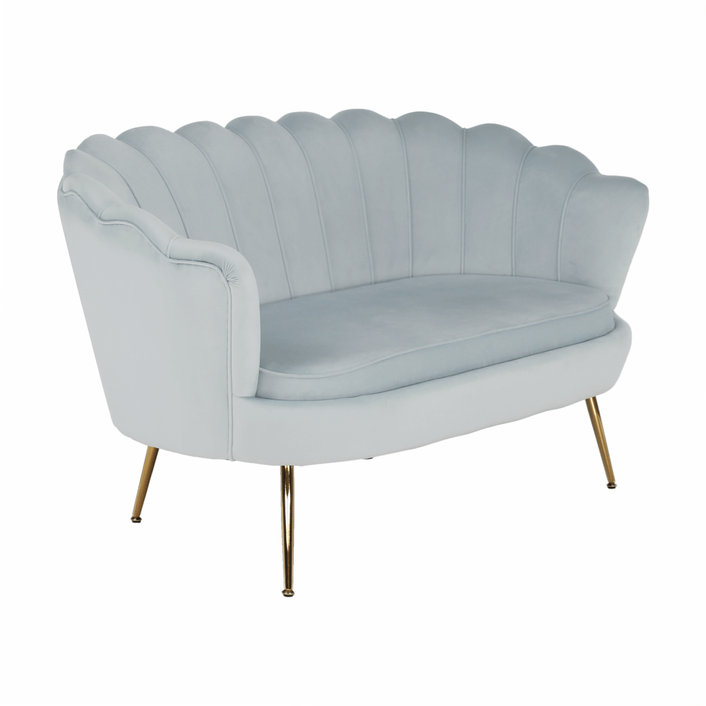 Lavice ve stylu Art-deco, šedomodrá Velvet látka / gold chrom-zlatý, NOBLIN