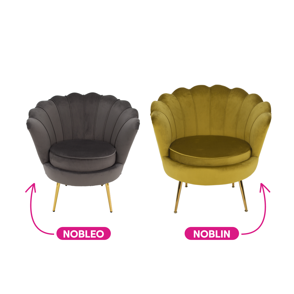 Křeslo ve stylu Art-deco, hořčicová Velvet látka/gold chrom-zlatý, NOBLIN