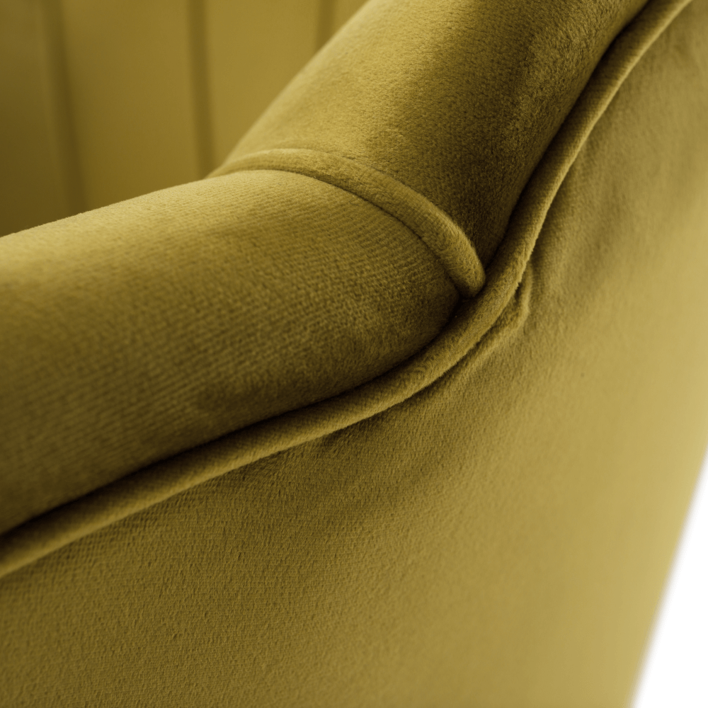 Křeslo ve stylu Art-deco, hořčicová Velvet látka/gold chrom-zlatý, NOBLIN