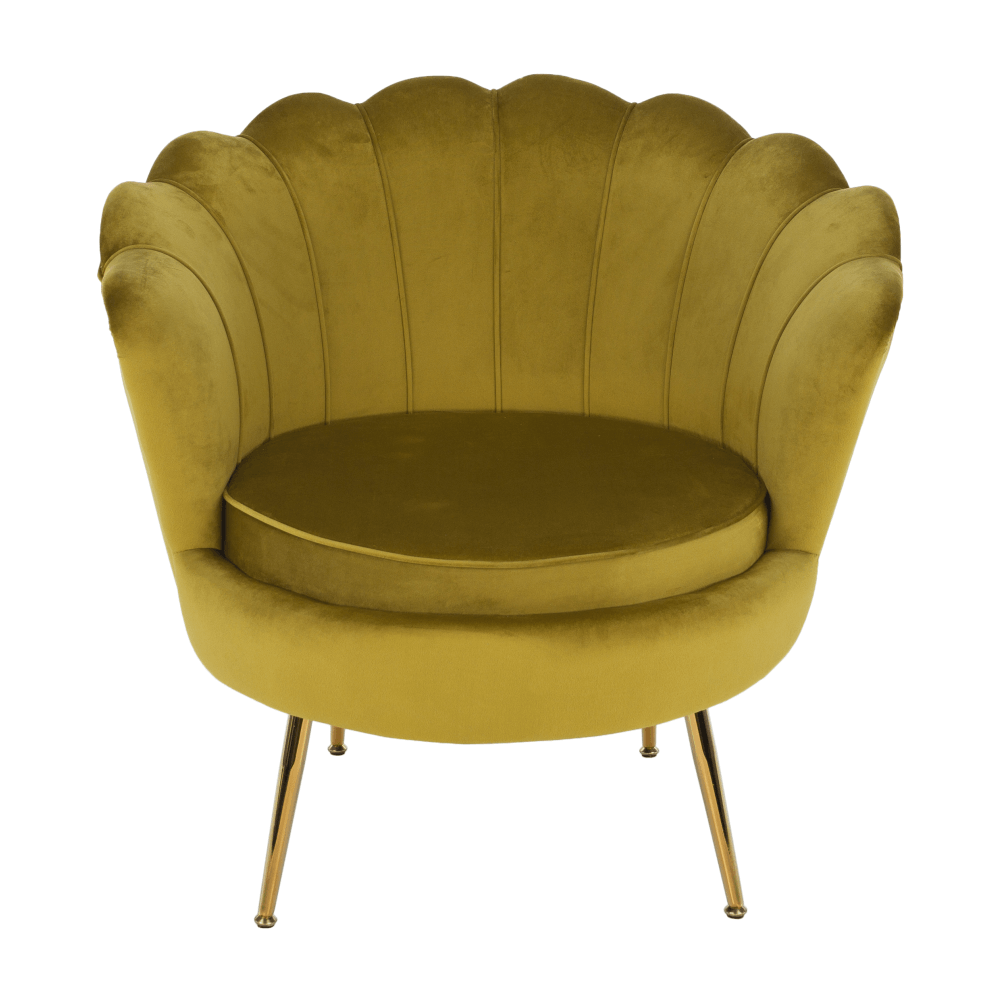 Křeslo ve stylu Art-deco, hořčicová Velvet látka/gold chrom-zlatý, NOBLIN