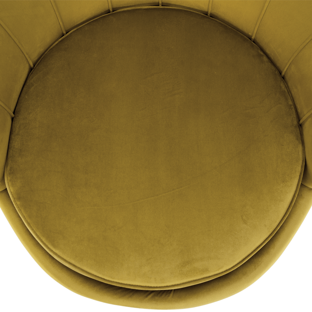 Křeslo ve stylu Art-deco, hořčicová Velvet látka/gold chrom-zlatý, NOBLIN