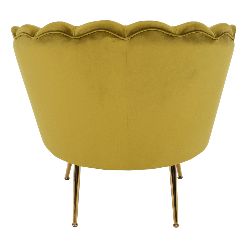 Křeslo ve stylu Art-deco, hořčicová Velvet látka/gold chrom-zlatý, NOBLIN