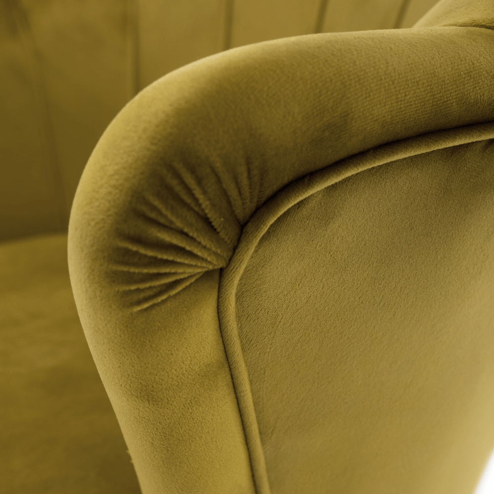 Křeslo ve stylu Art-deco, hořčicová Velvet látka/gold chrom-zlatý, NOBLIN