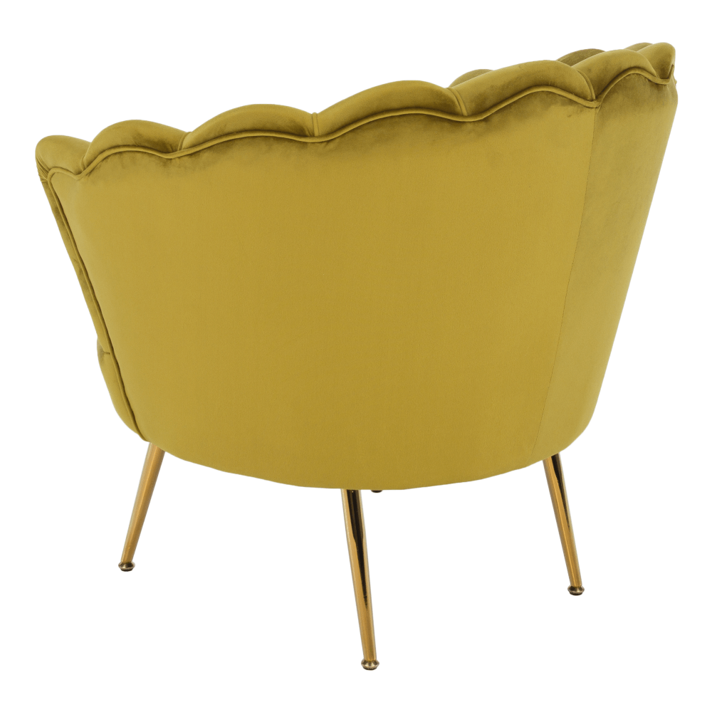 Křeslo ve stylu Art-deco, hořčicová Velvet látka/gold chrom-zlatý, NOBLIN