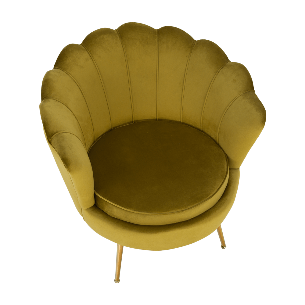 Křeslo ve stylu Art-deco, hořčicová Velvet látka/gold chrom-zlatý, NOBLIN