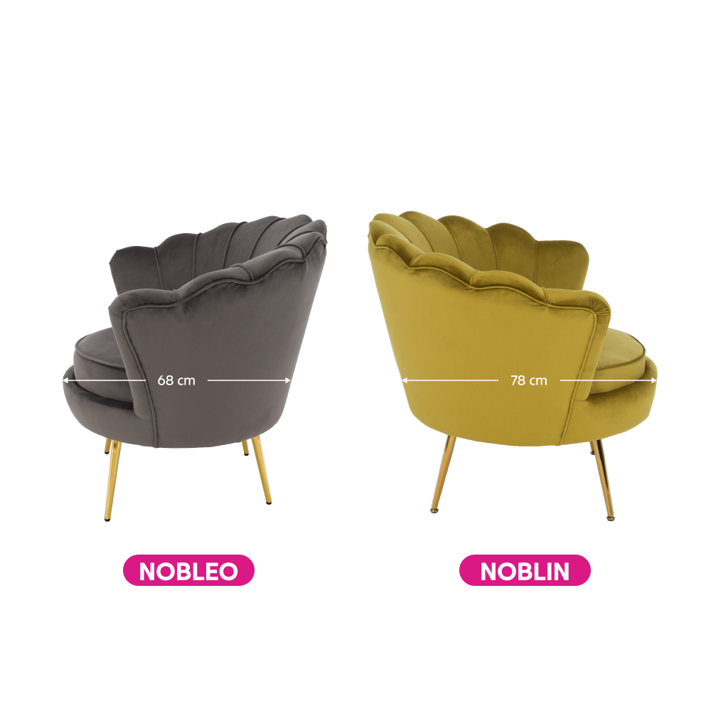 Křeslo ve stylu Art-deco, hořčicová Velvet látka/gold chrom-zlatý, NOBLIN