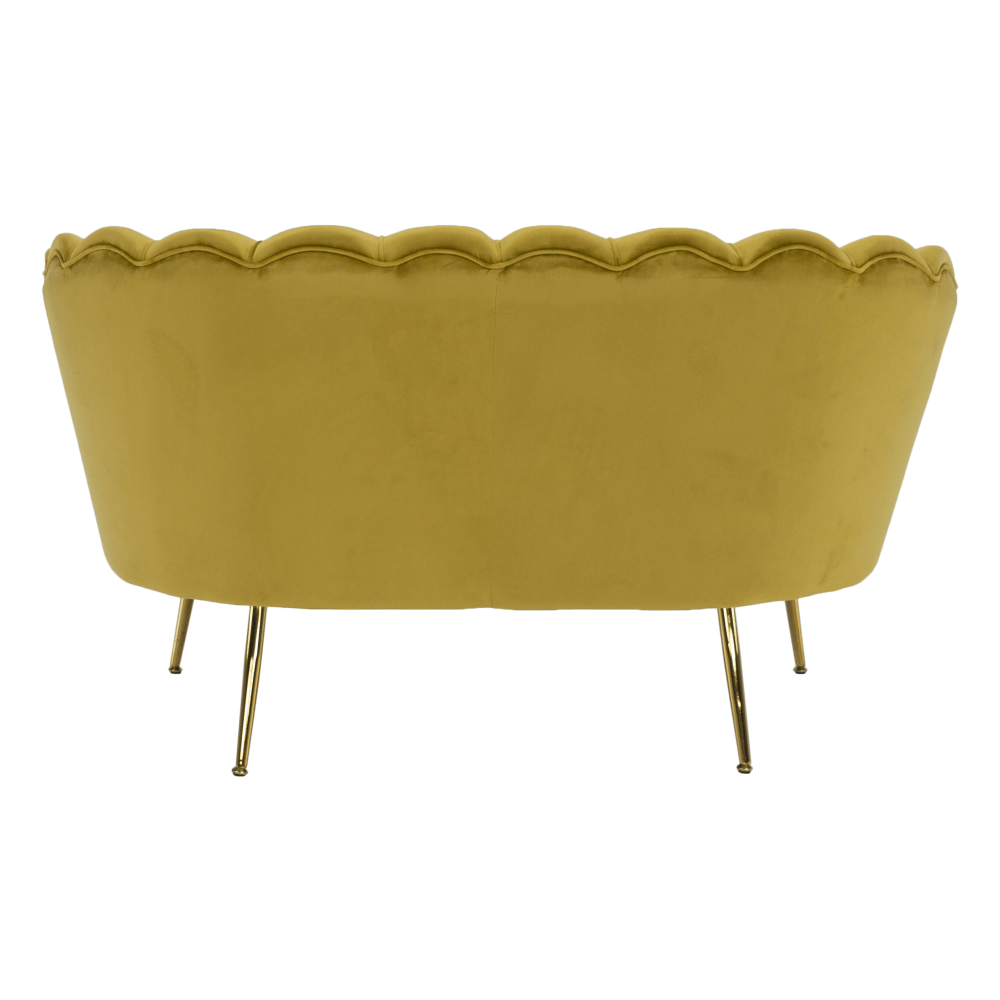 Lavice ve stylu Art-deco, hořčicová Velvet látka / gold chrom-zlatý, NOBLIN