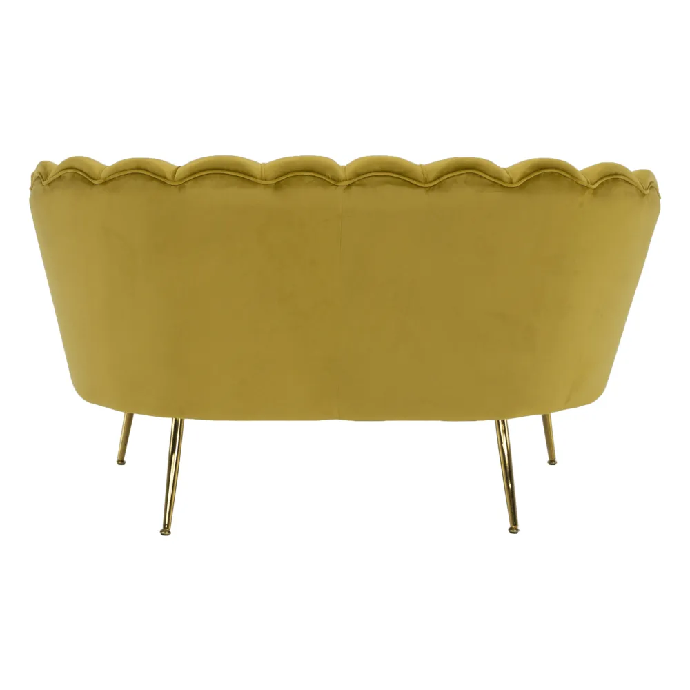 Lavice ve stylu Art-deco, hořčicová Velvet látka / gold chrom-zlatý, NOBLIN