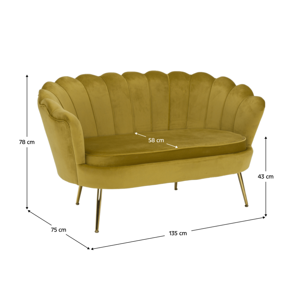Lavice ve stylu Art-deco, hořčicová Velvet látka / gold chrom-zlatý, NOBLIN