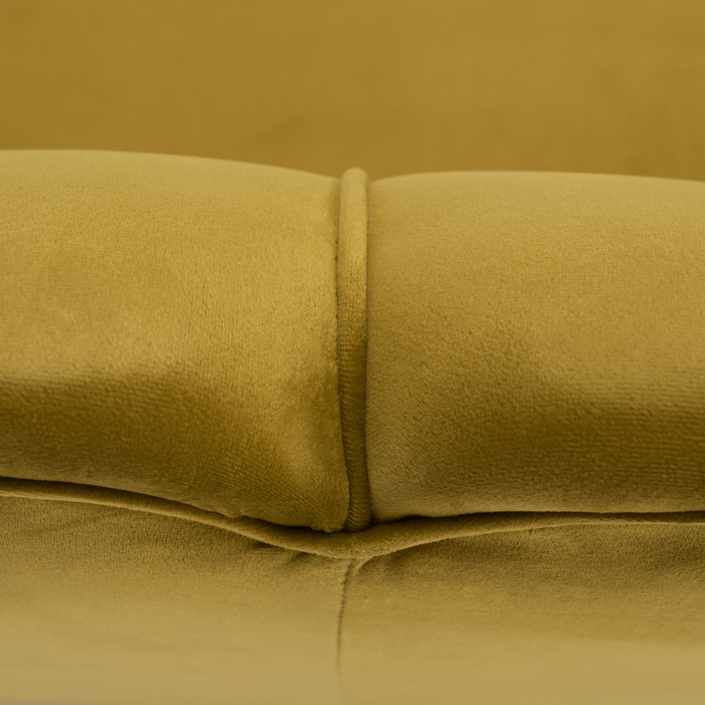 Lavice ve stylu Art-deco, hořčicová Velvet látka / gold chrom-zlatý, NOBLIN