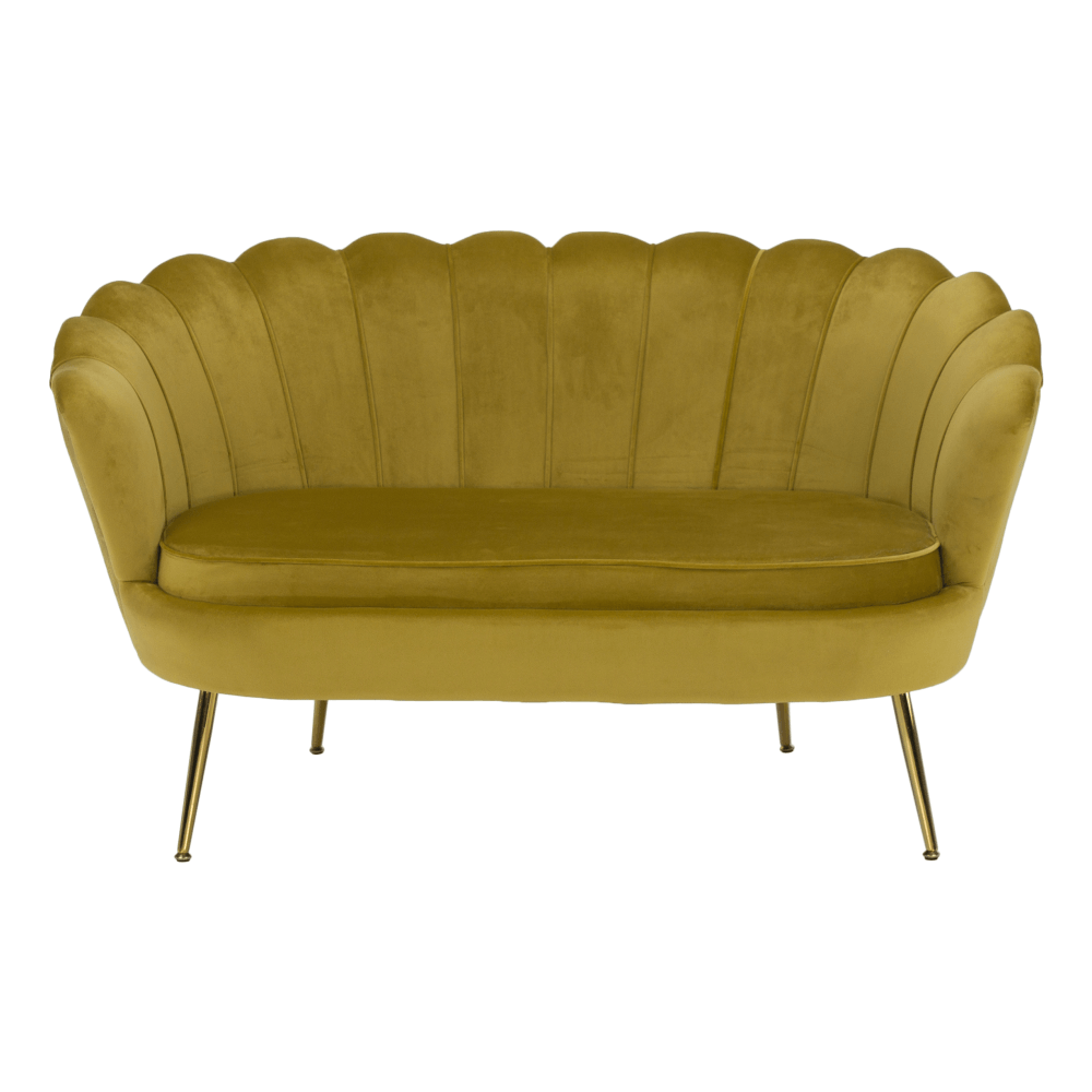 Lavice ve stylu Art-deco, hořčicová Velvet látka / gold chrom-zlatý, NOBLIN