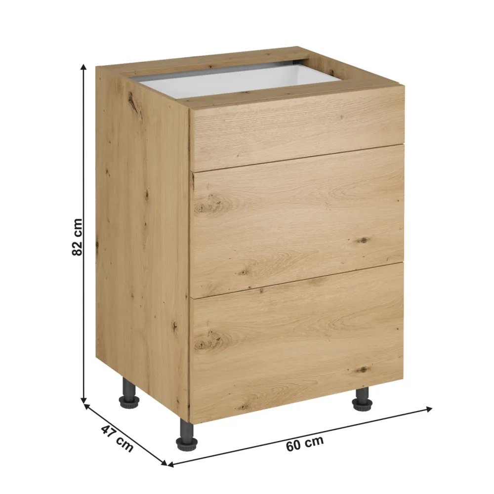 Spodní skříňka, dub artisan, LANGEN D60S3 P