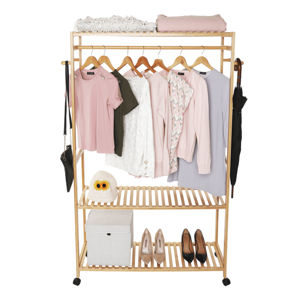 Šatní organizér, přírodní bambus, MELAR