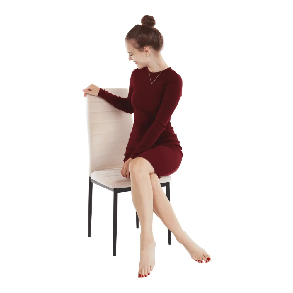 Židle, béžová Dulux, velvet látka / černý kov, COLETA NOVA