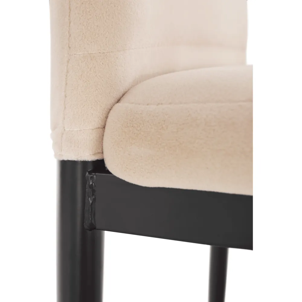 Židle, béžová Dulux, velvet látka / černý kov, COLETA NOVA