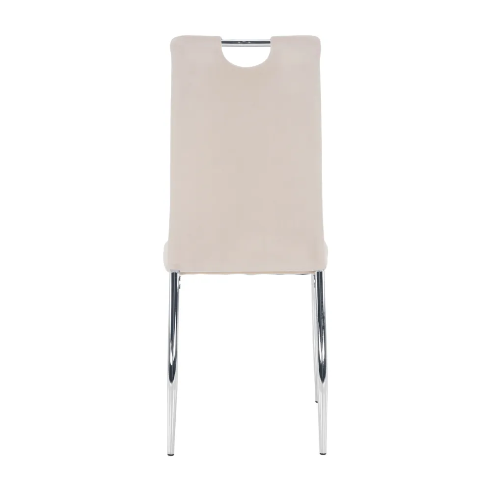 Jídelní židle, béžová Dulux Velvet látka / chrom, OLIVA NEW