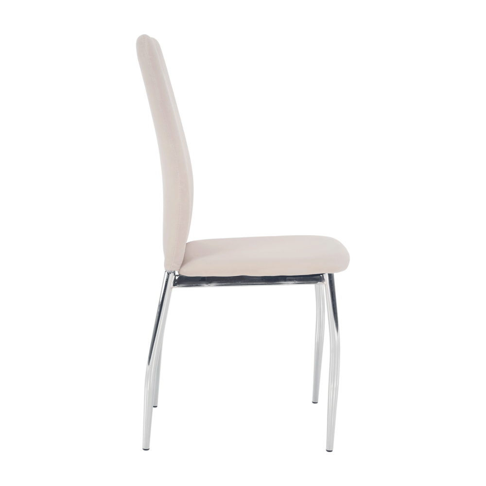 Jídelní židle, béžová Dulux Velvet látka / chrom, OLIVA NEW