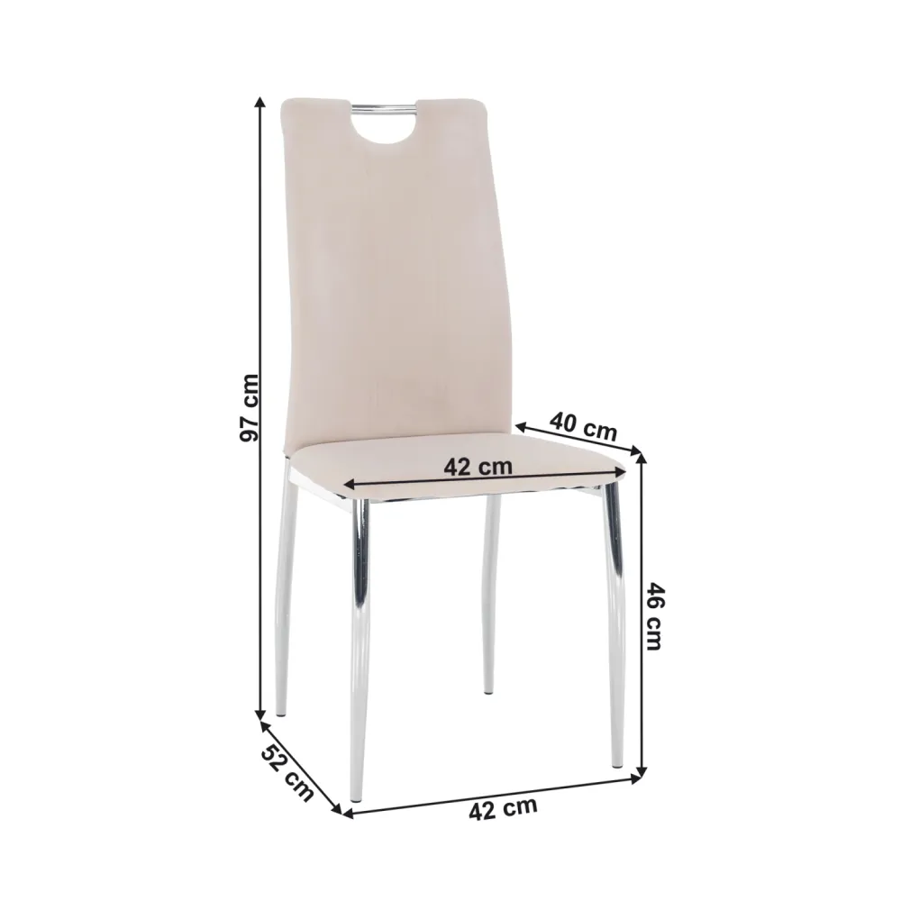 Jídelní židle, béžová Dulux Velvet látka / chrom, OLIVA NEW