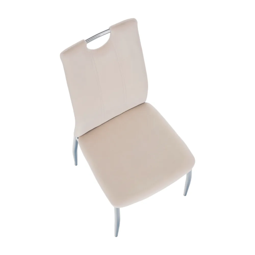 Jídelní židle, béžová Dulux Velvet látka / chrom, OLIVA NEW