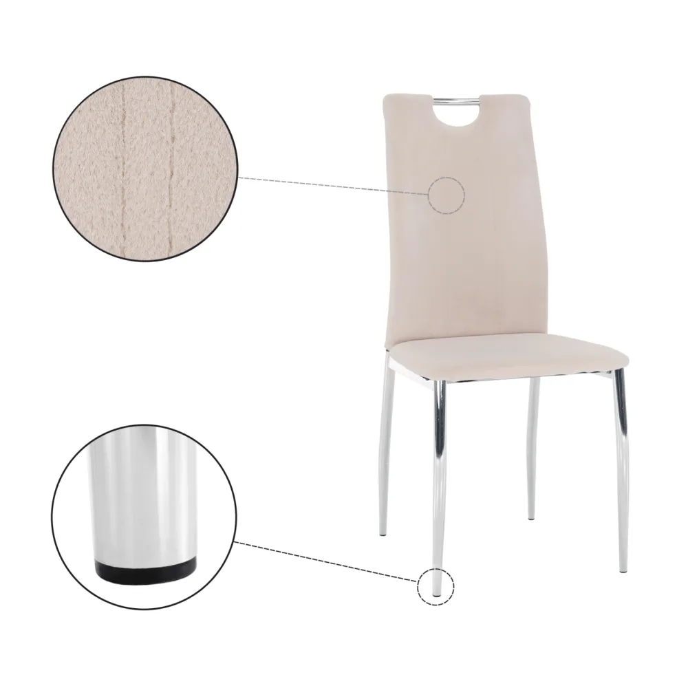 Jídelní židle, béžová Dulux Velvet látka / chrom, OLIVA NEW