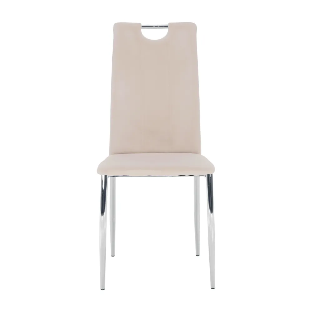 Jídelní židle, béžová Dulux Velvet látka / chrom, OLIVA NEW
