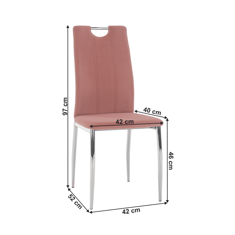Jídelní židle, růžová Velvet látka / chrom, OLIVA NEW