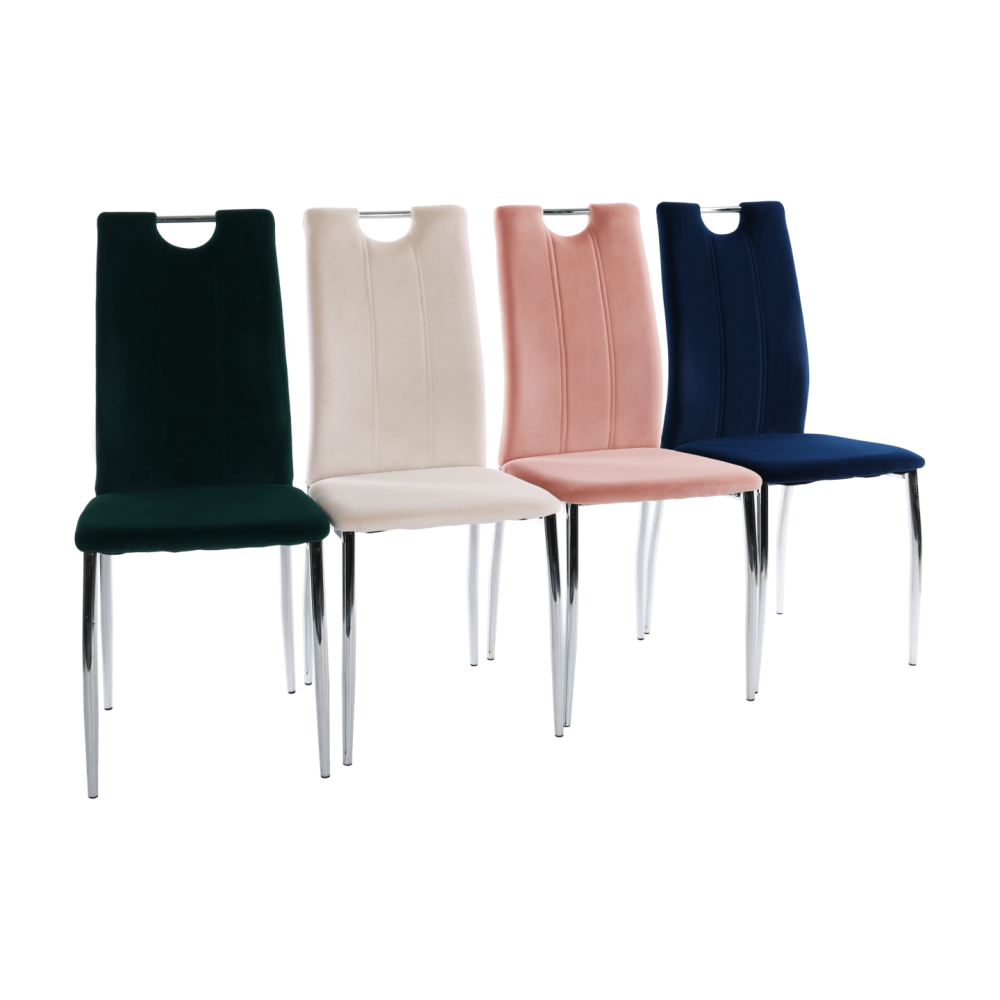 Jídelní židle, růžová Velvet látka / chrom, OLIVA NEW