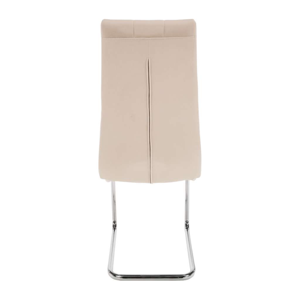 Jídelní židle, béžová Dulux Velvet látka / chrom, SALOMA NEW
