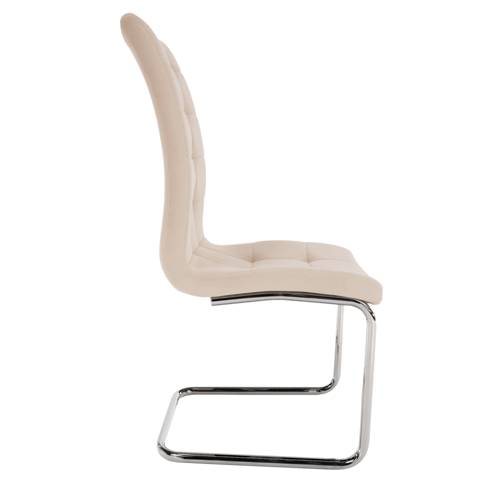 Jídelní židle, béžová Dulux Velvet látka / chrom, SALOMA NEW
