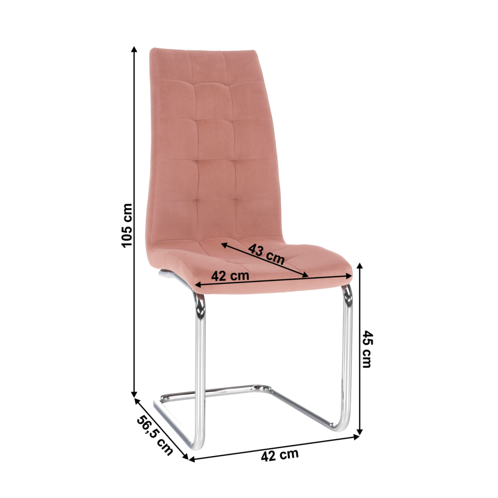 Jídelní židle, růžová Velvet látka / chrom, SALOMA NEW