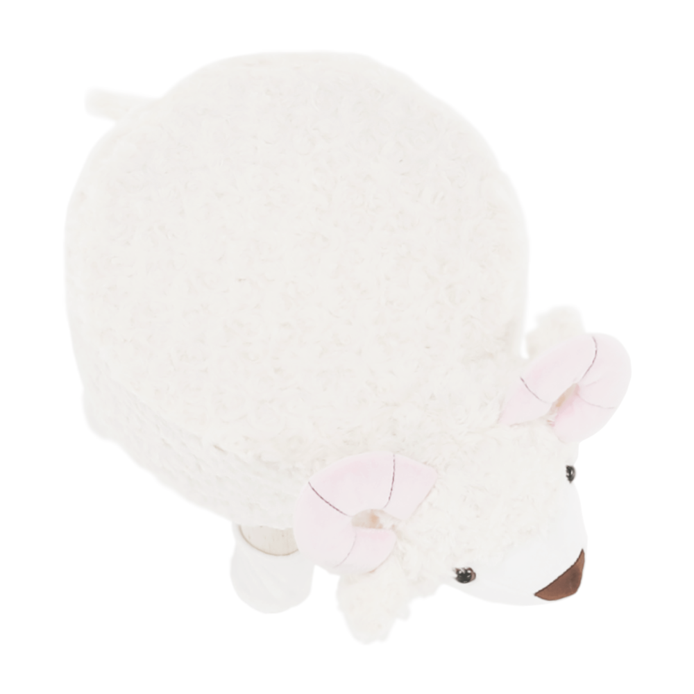 Taburet ve tvaru ovečky látka Velvet bílá/růžová/přírodní, LOLA