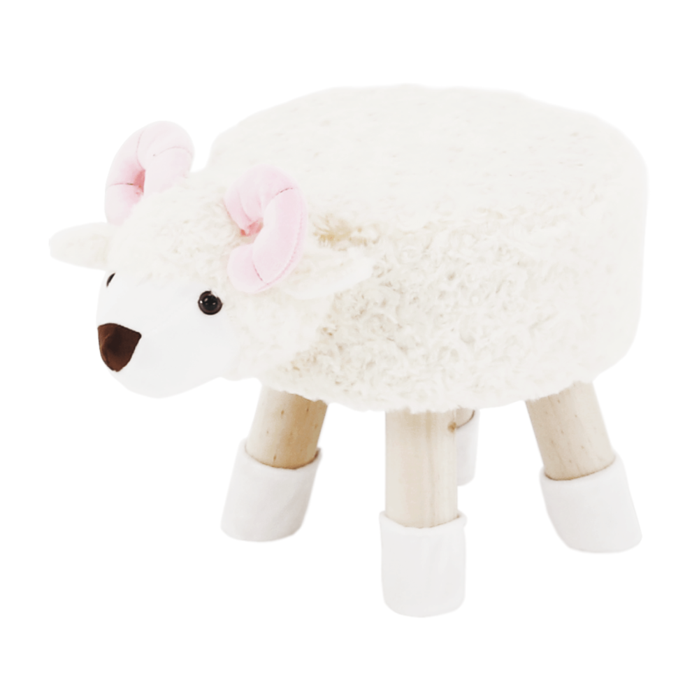 Taburet ve tvaru ovečky látka Velvet bílá/růžová/přírodní, LOLA