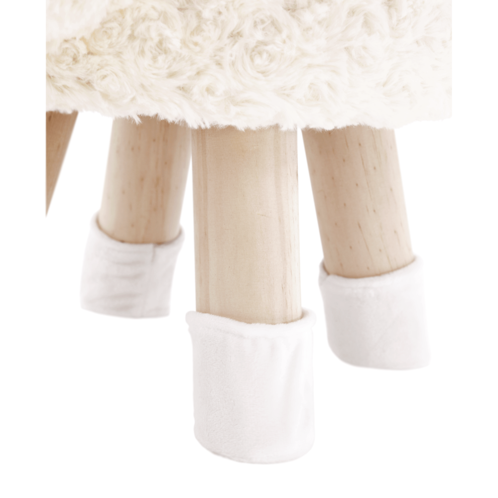 Taburet ve tvaru ovečky látka Velvet bílá/růžová/přírodní, LOLA