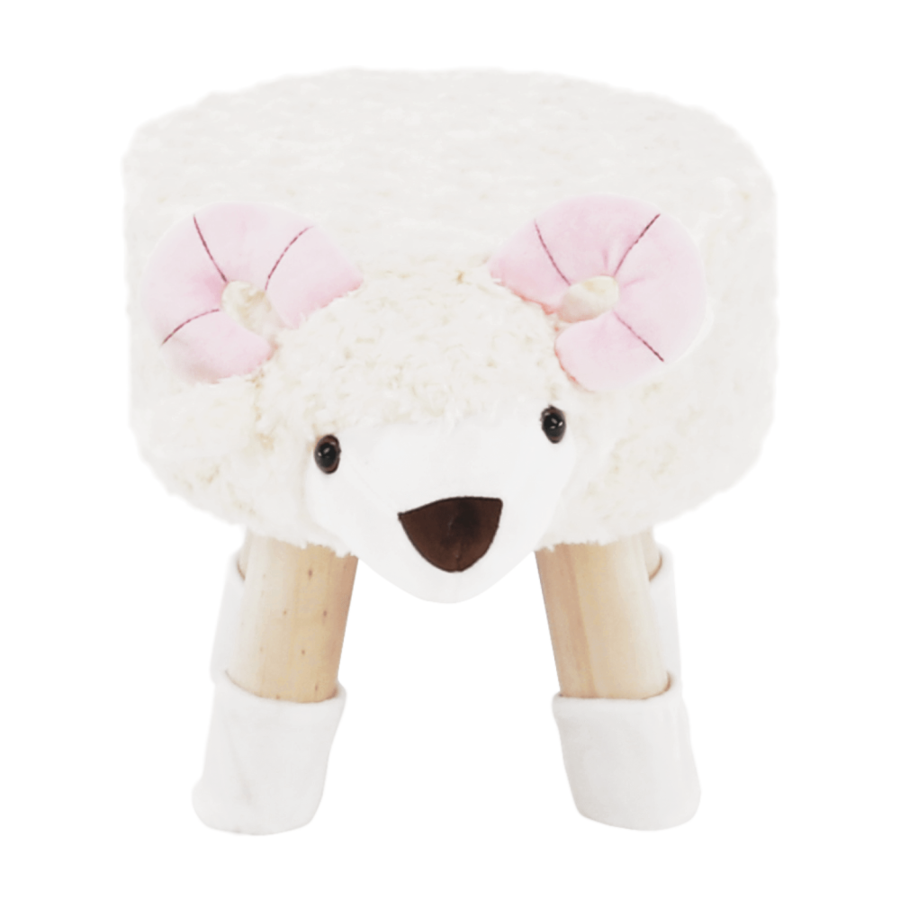 Taburet ve tvaru ovečky látka Velvet bílá/růžová/přírodní, LOLA