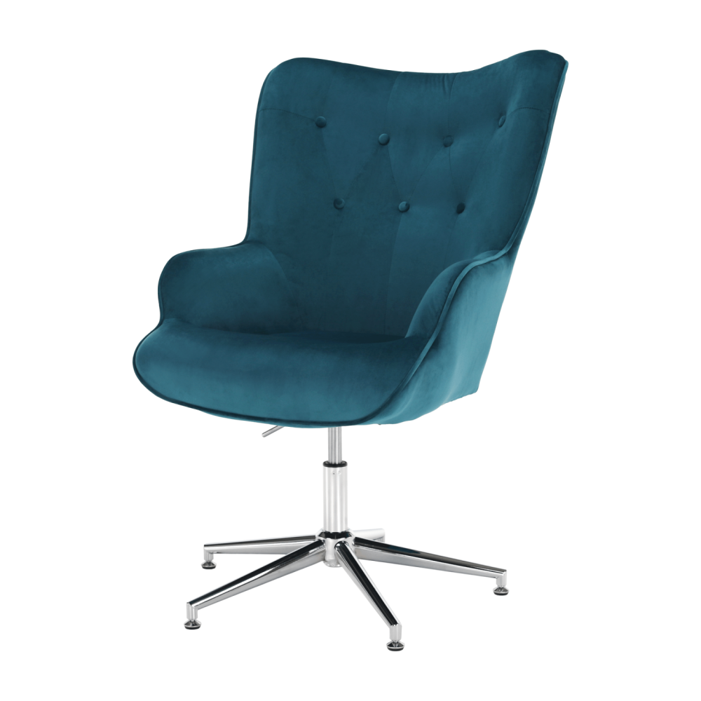 Designové křeslo, petrolejová Velvet látka / chrom, MARLOV