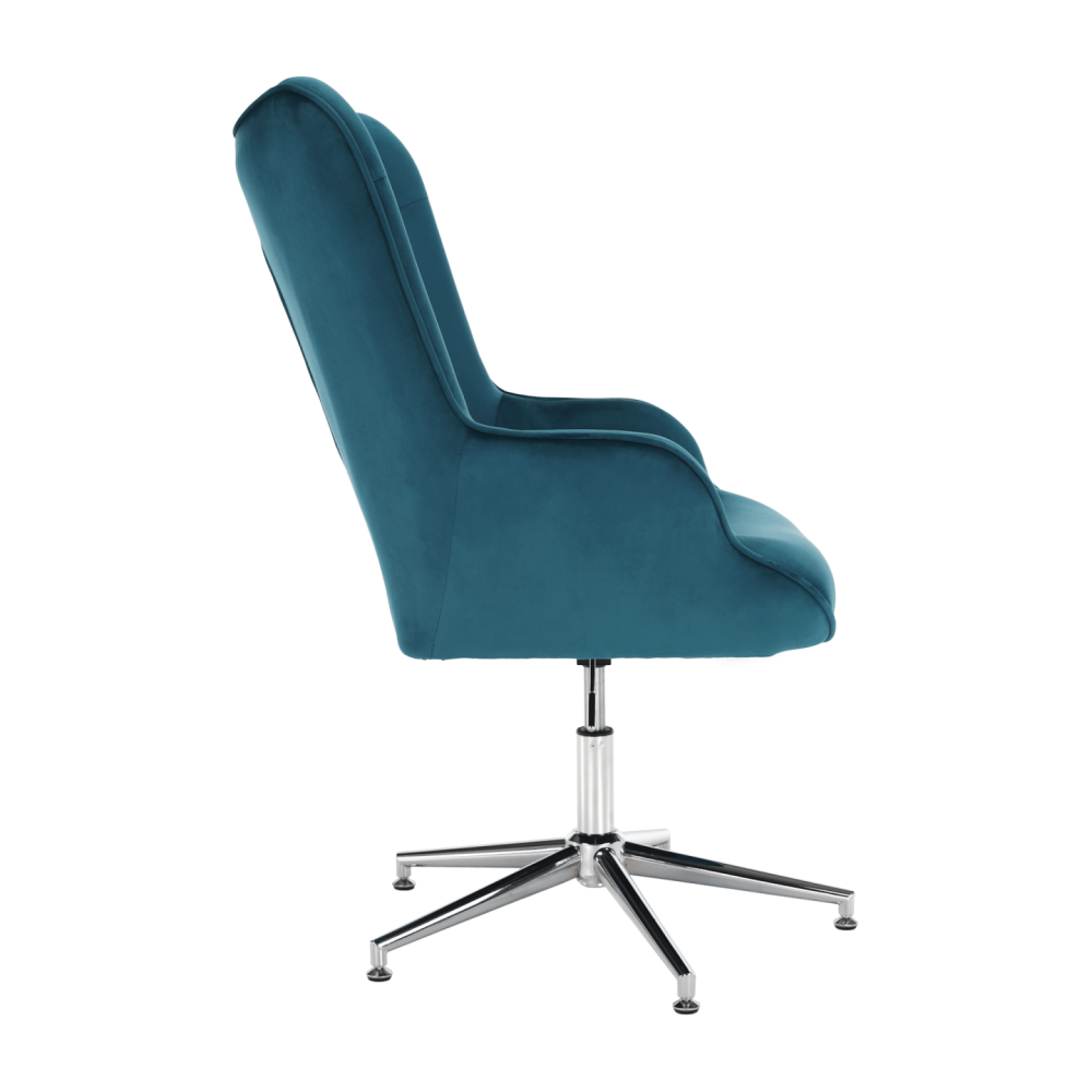 Designové křeslo, petrolejová Velvet látka / chrom, MARLOV