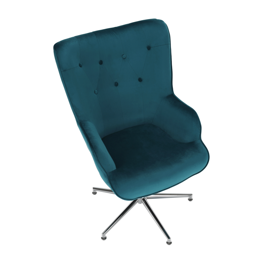 Designové křeslo, petrolejová Velvet látka / chrom, MARLOV