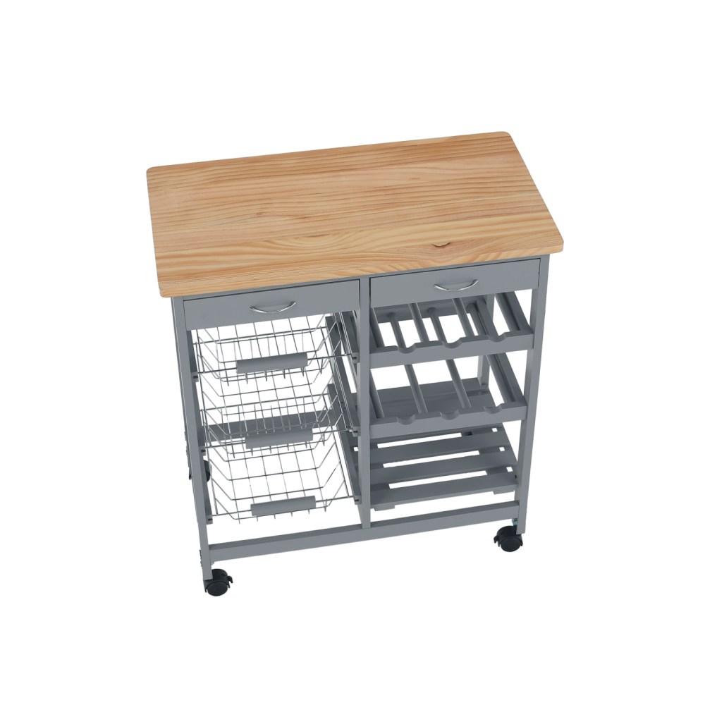 Servírovací vozík, šedá/přírodní, BARABE