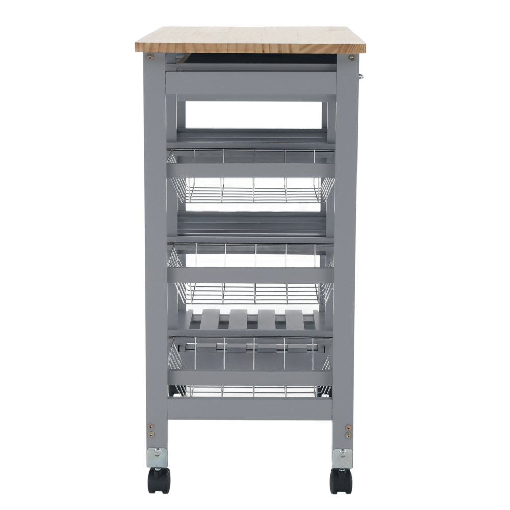 Servírovací vozík, šedá/přírodní, BARABE