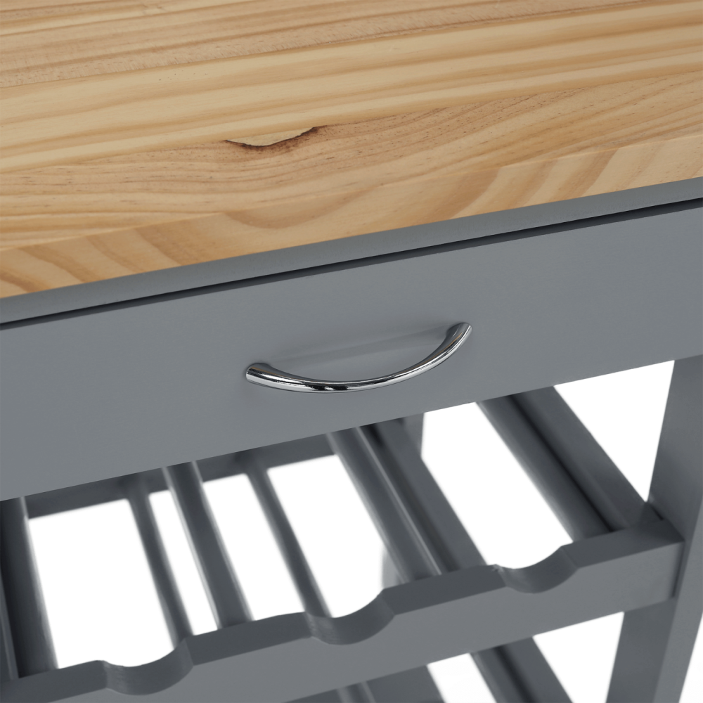 Servírovací vozík, šedá/přírodní, BARABE